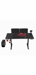 ULTRADESK herní stůl LEVEL V2 RED, 140x68cm, 72-117cm, elektricky nastavitelný, s XXL podložkou pod myš, držák na sluchátka
