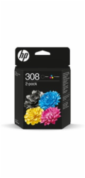 HP 308 Černá/Tříbarevná originální inkoustová kazeta 2-pack