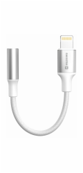 Swissten audio adaptér - textile lightning (samec) / 3,5mm aux 0,15 m bílý (nahrazuje 73501212)