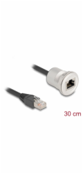 Delock Integrovaná zásuvka RJ45 s kabelovou zástrčkou Cat.5e, STP, 30cm, hliník