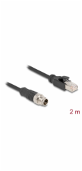 Delock Kabel M12, X-kódovaný, 8 pin, ze zástrčkového na RJ45 zástrčkového konektor, PVC, 2 m
