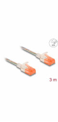 Delock - Sítový kabel - RJ-45 (M) do RJ-45 (M) - 3 m - 3.5 mm - UTP - CAT 6a - provedení bez hrbolku, tenký - pruhledná