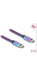 Delock - USB kabel - 24 pin USB-C (M) do 24 pin USB-C (M) - USB 2.0 - 20 V - 3 A - 2 m - USB Power Delivery (60W), podpora Power Delivery 3.0 - duhová