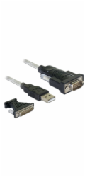 Delock - Sada USB/sériového kabelu - USB / USB 2.0 / EIA-232 - křídlové šrouby - černá, průhledná