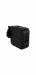 Targus HyperJuice - Síťový adaptér - GaN - 70 Watt - QC 3.0, Power Delivery 3.0 + PPS - 3 výstupní konektory (USB, 2 x USB-C) - černá