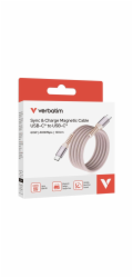 Verbatim USB-C->C magnetický kabel Sync & Charge 60W růžový