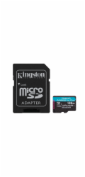 Kingston MicroSDXC karta 128GB Canvas Go! Plus, R:200/W:160MB/s, Class 10, UHS-I, U3, V30, A2 + Adaptér