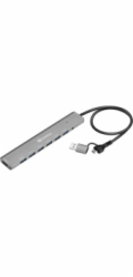 Sandberg USB-C/A na 7× USB-A Hub, hliníkový rozbočovač se 7× USB 3.0 porty, černá