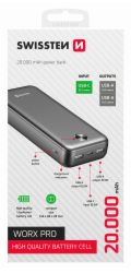 Swissten Power bank 20000 mAh WORX PRO - černá