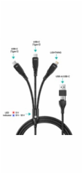 CONNECT IT Nabíjecí kabel Wirez 6v1, USB-C/USB, Lightning + 2x USB-C, 1.25m, černá