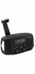 NEDIS přenosné nouzové rádio/ napájení z USB/ baterie 2000mAh/ AM/ FM/ funkce powerbanky/ USB-C/ černé