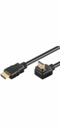 PremiumCord HDMI High Speed+Ethernet kabel, zlacený zahnutý konektor 90° 2m