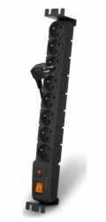 19" napáj.panel ACAR S8/3m 8x220V Black+přep.ochr.10A