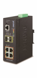 Planet IGS-5225-4P2S průmyslový L3 switch, 4x1Gb, 2x1Gb SFP, 4x PoE 802.3at 144W, dual 48-56VDC, -40~75, IP40