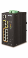 Planet IGS-5225-8P4S průmyslový L3 switch, 8x1Gb, 4x1Gb SFP, 8x PoE 802.3at 240W, dual 48-54VDC, -40~75°C, IP30
