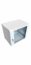 XtendLan 19" nástěnný rozvaděč 9U 600x450, nosnost 60 kg, skleněné dveře, svařovaný, šedý