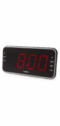 NEDIS digitální budík s rádiem/ LED displej/ 3,5 mm jack/ AM/ FM/ odložené buzení/ časovač vypnutí/ 2 alarmy/ černý