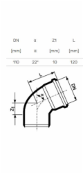 Vnitřní kanalizační koleno HTplus, O 110 mm, 22°