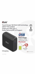 Club3D cestovní nabíječka 100W GAN technologie, USB-IF TID certified, USB Type-C, Power Delivery(PD) 3.0 Support