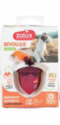 ZOLUX Bivouak Svítící přívěsek na obojek Ořech LED USB červený - psí známka - 6x4x3 cm