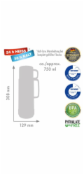 ROTPUNKT Skleněná termoska, objem 0,750 l, polární-el.-letní dýně (bílo-žlutá)
