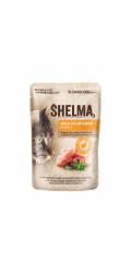 SHELMA Rich in salmon, cod, beef and chicken - mokré krmivo pro kočky - 4x85g