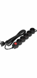Orno 5cestný prodlužovací kabel 2P+Z, s vypínačem, 5m H05VV-F 3x1,5mm2, Imax=16A, plochá zástrčka, černá