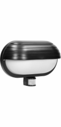 Orno Nástěnná lampa MUSAM, zahradní svítidlo s pohybovým senzorem 180, 1x60W, E27, IP44, s difuzorem, plast, černá, LF-1/B