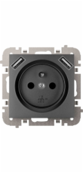 Elektro-Plast Vestra 2P+Z 2xUSB zásuvka bez rámečku, zapuštěná, IP20, černá 3888-19