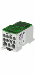 MOREK Distribuční blok - distribuční OJL280A zelený vstup: 1xAl/Cu 35-120 výstup: 2x6-35mm2/5x2,5-16mm2/4x2,5-10mm2 1000V MAB1281G10