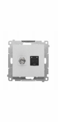 Kontakt-Simon Simon 55 Anténní zásuvka typ F + RJ45 kat. 6 (modul) Matný hliník TASFRJ45.01/143