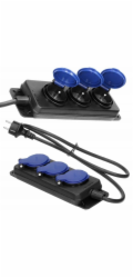 Orno Prodlužovací kabel do dílny s ochranou proti stříkající vodě IP44, 3 zásuvky 2P+Z IP44, gumový kabel, H05RR-F 3x1,5 mm2, délka 5 m