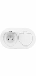 Orno Hermetická dvojitá elektrická zásuvka, oválná, IP55, 2x2P+Z (francouzská), bílá