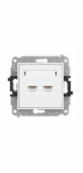 Karlik ICON Dvojitá počítačová zásuvka s mechanismem 2xRJ45, kat. 5e, 8pinová bílá IGK-2