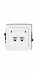Karlik DECO Dvojitý počítačový konektor 2xRJ45, kat. 5e, 8pinový, matně bílý 25DGK-2