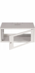 Sabaj SIMPLE 19 závěsná skříňka 4Ux555x400 mm boční stěny IP20 plné dveře se sklem RAL 7035 19-8006SZWS-19-4U-40-DS