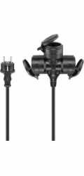 Goobay Prodlužovací kabel Triple Outdoor, 10 m, černý - délka kabelu 10 m