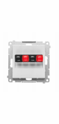 Kontakt-Simon Simon 2cestná reproduktorová zásuvka (modul). Vstupní a výstupní vodič o průřezu 2,5 mm2. Matná světle šedá TGL2.01/114
