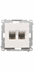 Kontakt-Simon T62E.01/116 Simon 55 Dvojitá počítačová zásuvka RJ45 kategorie 6, stíněná s protiprachovou clonou (modul) Matný grafit T62E.01/116