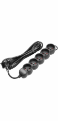 Orno 5cestný prodlužovací kabel 2P+Z, 5m H05VV-F 3x1,5mm2, Imax=16A, plochá zástrčka, černá