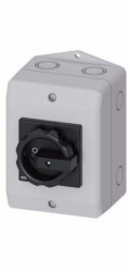 Siemens Hlavní vypínač v krytu 3P 16A 7,5kW AC23A 400V, polovodičové kontakty 1NO 1NC, černá knoflík 3LD2064-1GP51