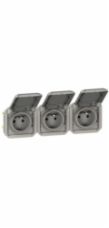 Legrand PLEXO 55 Zásuvka 3x2P+Z horizontální kompletní mechanismus 16A - 250V AC šedá 069564L