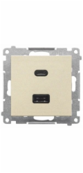 Kontakt-Simon Nabíječka Simon 55 USB C+A (modul), 30 W, 230 V, šampaňsky matná TEC2CAQ.01/144