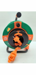 Düwi Prodlužovací kabel s jednou zásuvkou H05VV-F2x1.0 22+3m navinutý na zeleno-oranžovém bubnu / 24629