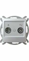 Ospel Impresja RTV anténní zásuvka 10dB průchozí stříbrná (GPA-10YP/m/18)