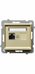 Ospel Sonata single RJ45 5e počítačová zásuvka šampaňské zlatá (GPK-1R/K/m/39)