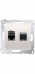 Kontakt-Simon Simon 54 dvojitá počítačová zásuvka 2 x RJ45 cat 6 stíněná clona krémová (D62E.01/41)