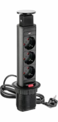 GTV Desktop prodlužovací kabel 60 mm černý 3 x SCHUKO 2 m (AE-BPW3S60-20)