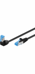 Goobay Patchcord S/FTP Cat. 6A rovný / úhlový 90 černý 10m