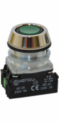 Promet Ovládací tlačítko 30mm zelené s vratnou pružinou 2Z (W0-NEF30-UK 2X Z)